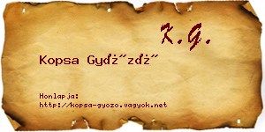 Kopsa Győző névjegykártya